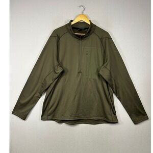 Gorpcore Pulse Mens 2XL Olive Green Quarter Zip Grid Fleece Athletic Pullover